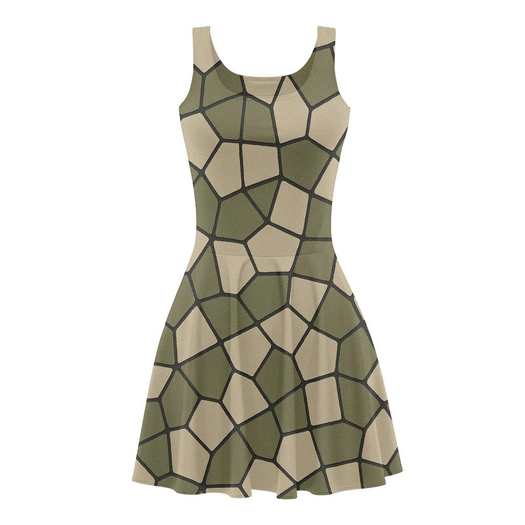 Cell Mesh Fragment trendy mini skater dresses