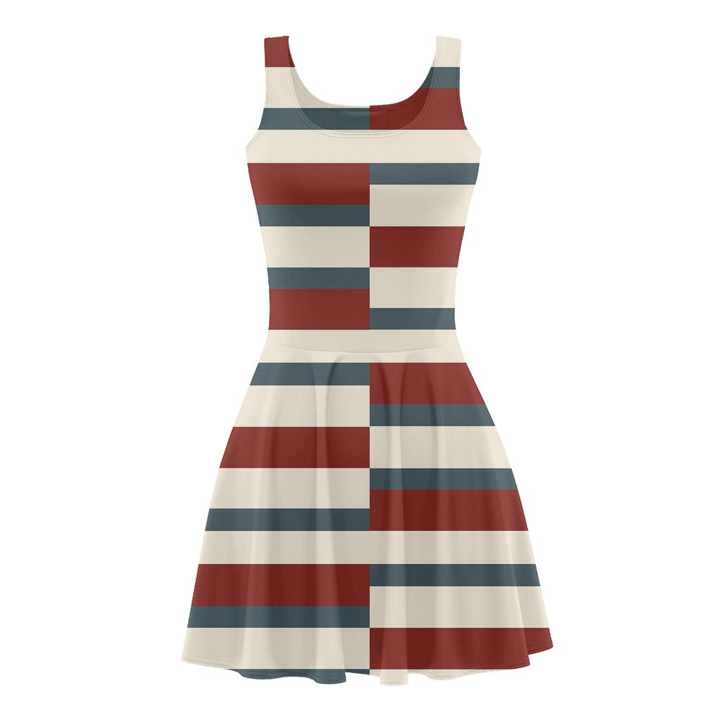 Split Stripe Resonance stylish a-line skater dresses