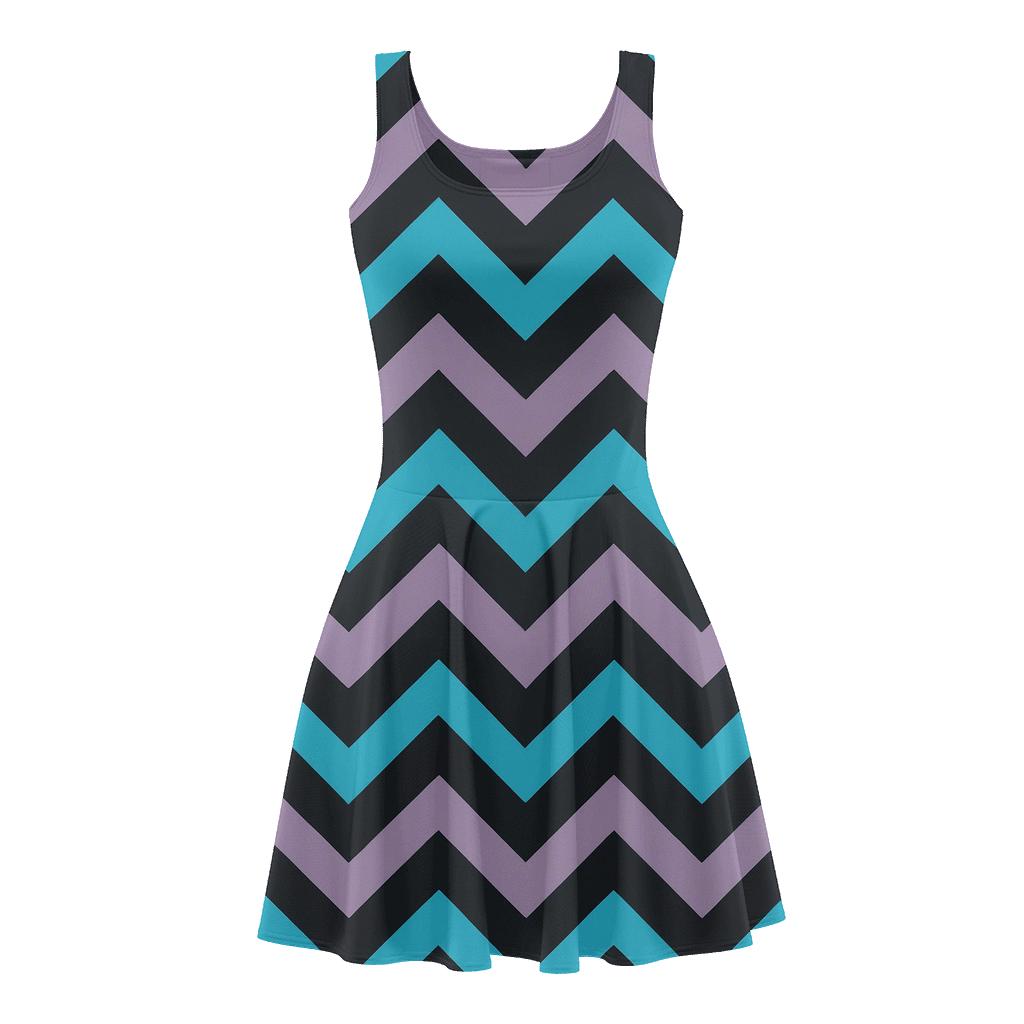 Cosmic Chevron Steps designer pattern skater dresses