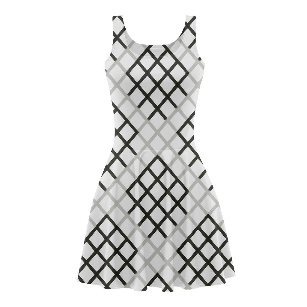 Cosmic Grid Moire stylish a-line skater dresses