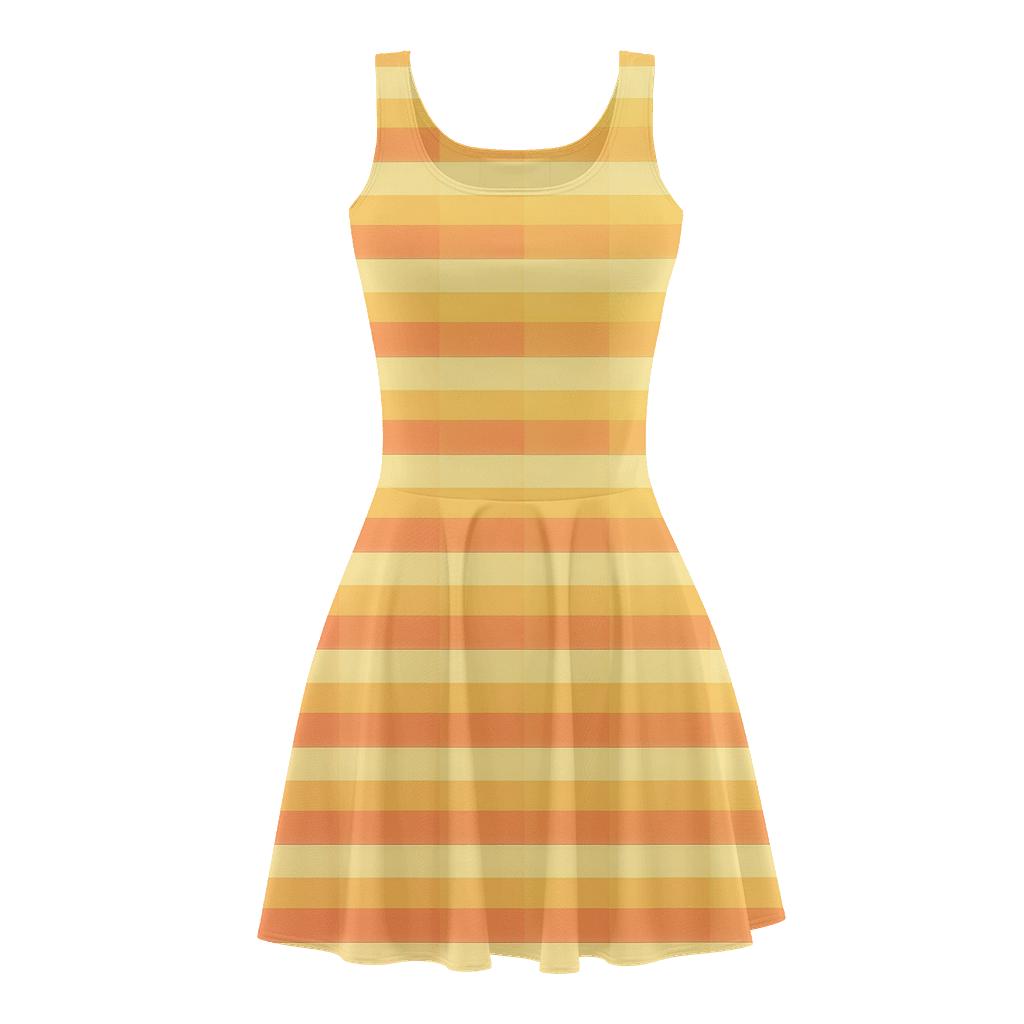 Stepped Gradient Bands floral print skater dresses