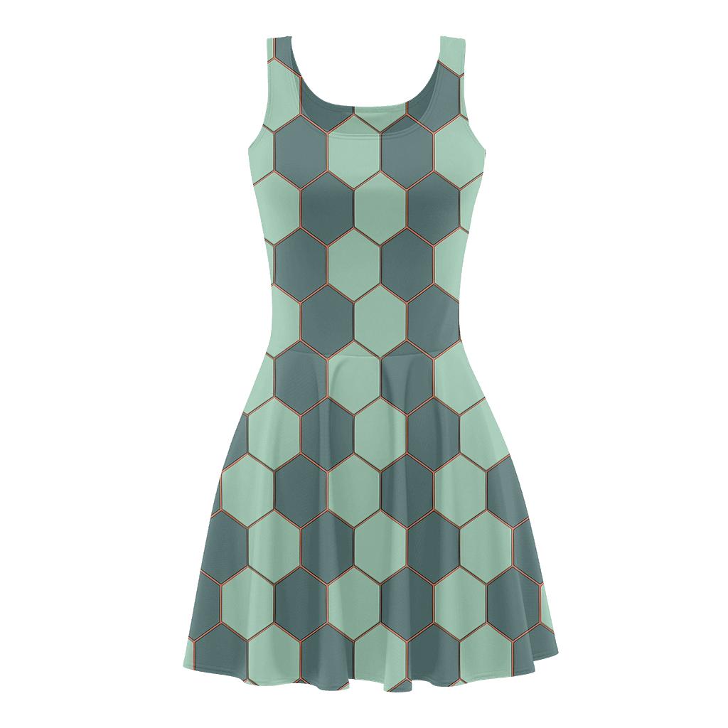 Phase Shift Hex Grid designer pattern skater dresses