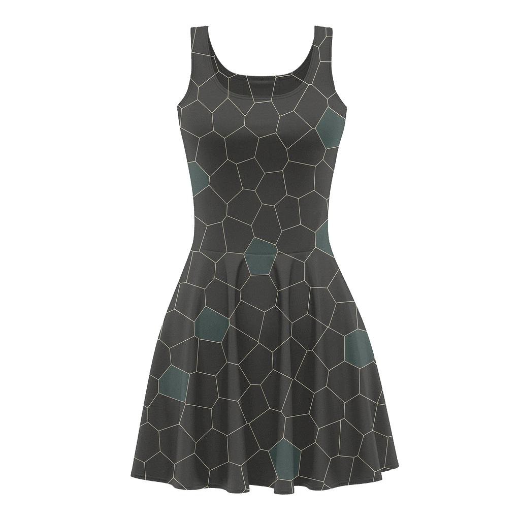Dark Matter Cell Mesh trendy mini skater dresses
