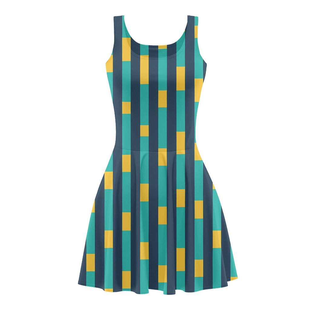 Ion Trail Ribbon Grid stylish a-line skater dresses