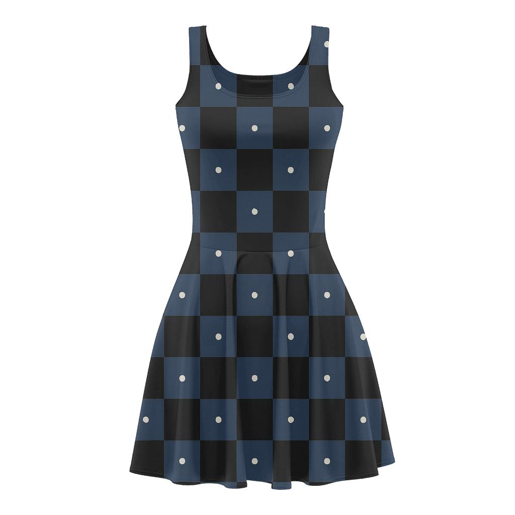 Quantum Starfield Checker trendy mini skater dresses