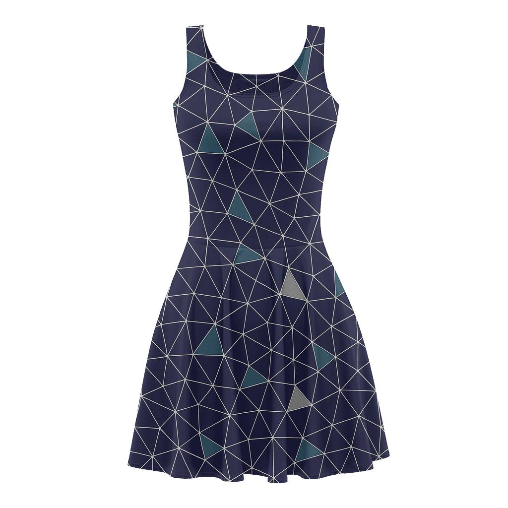 Interstellar Triangulated Mesh comfortable stretch skater dresses