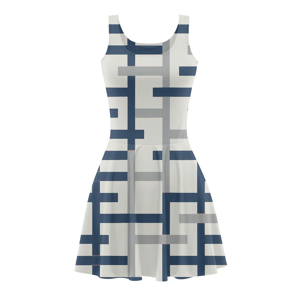 Offset Ribbon Lattice floral print skater dresses