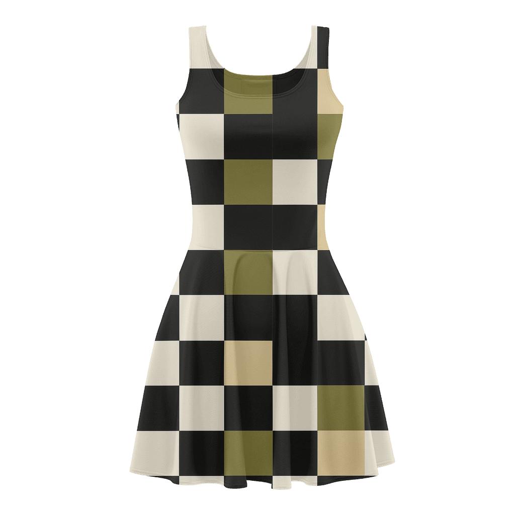 Broken Column Check trendy mini skater dresses