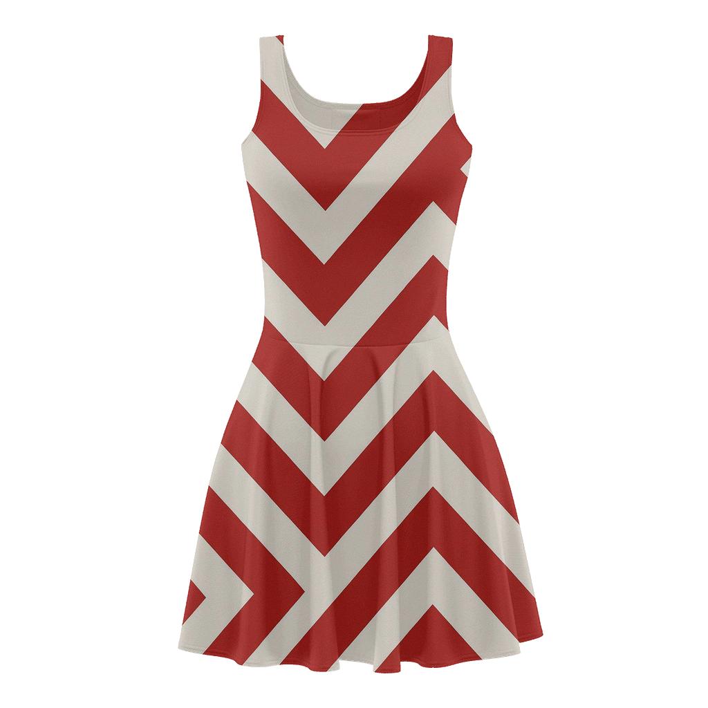 Phase Shift Chevron Bands designer pattern skater dresses