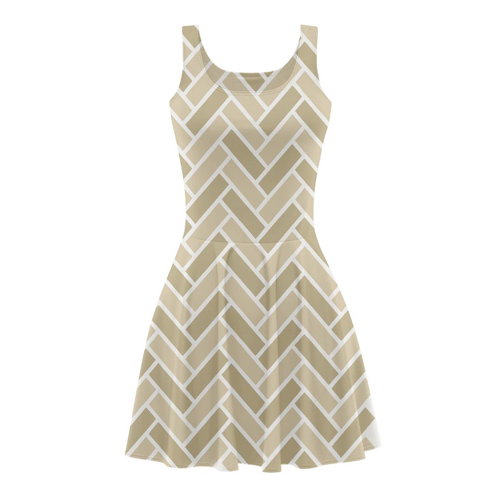 Offset Brick Herringbone comfortable stretch skater dresses