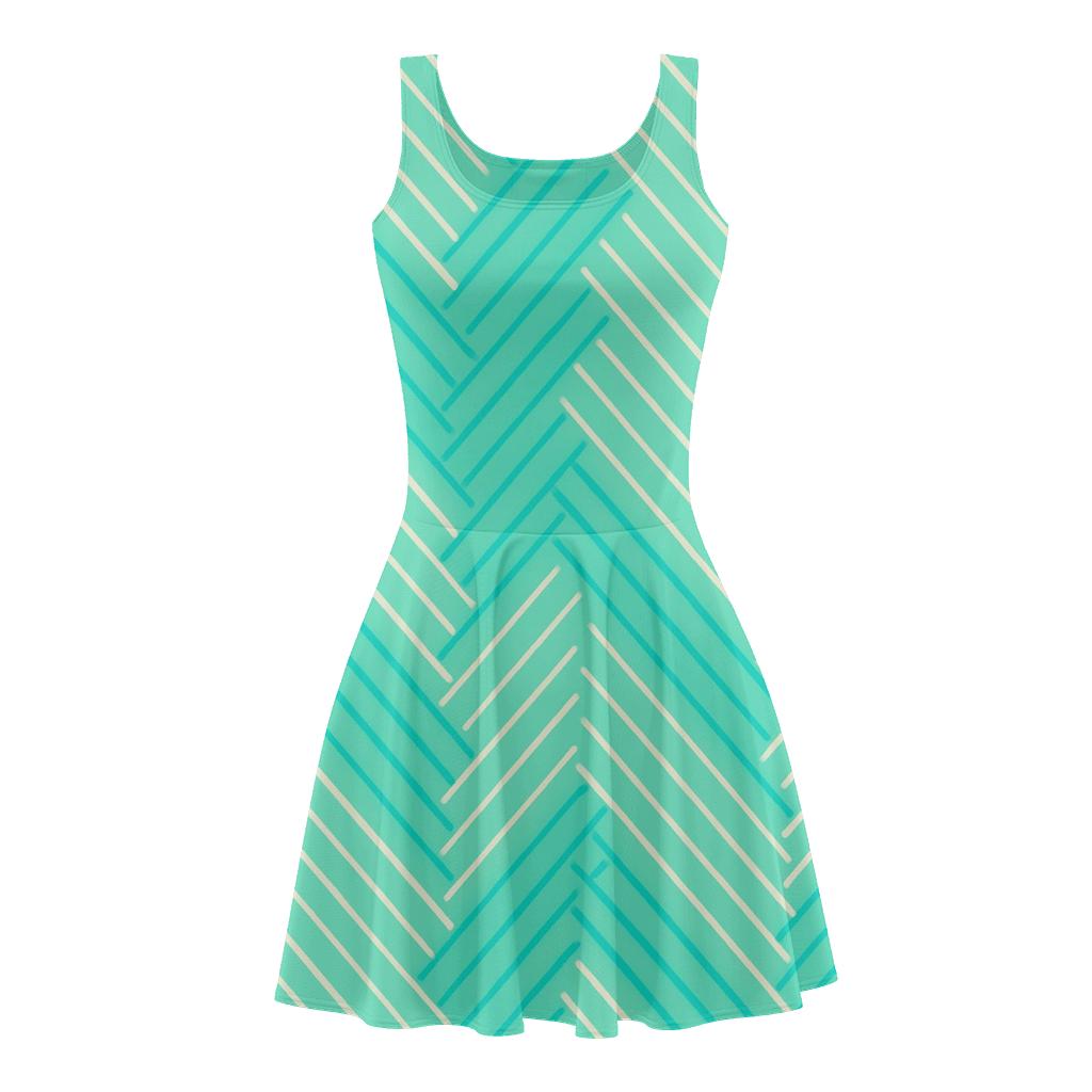 Moire Wave Stripes comfortable stretch skater dresses