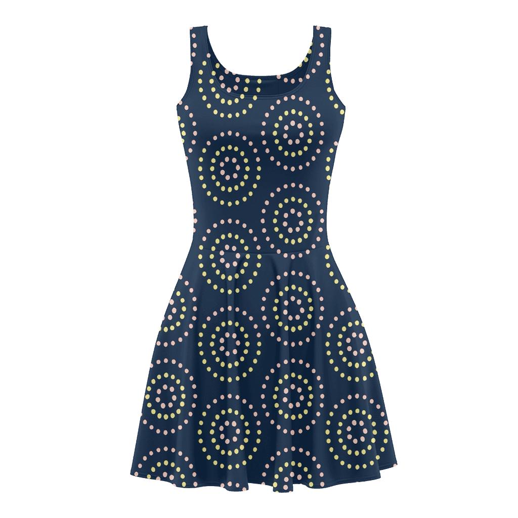 Galaxy Ring Dot Matrix designer pattern skater dresses