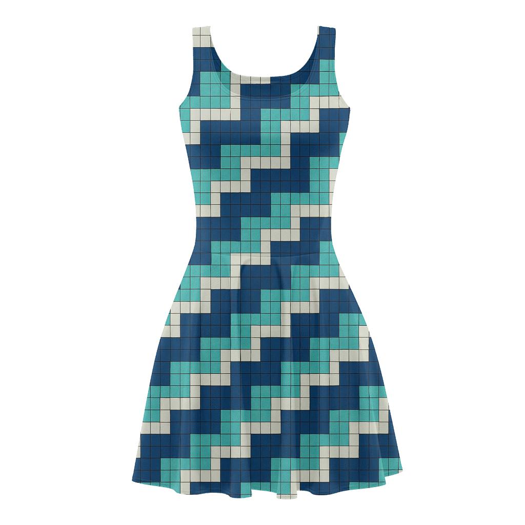 Quantum Step Mosaic designer pattern skater dresses