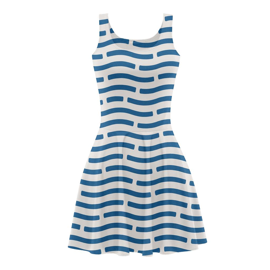 Interrupted Wave Stripes designer pattern skater dresses