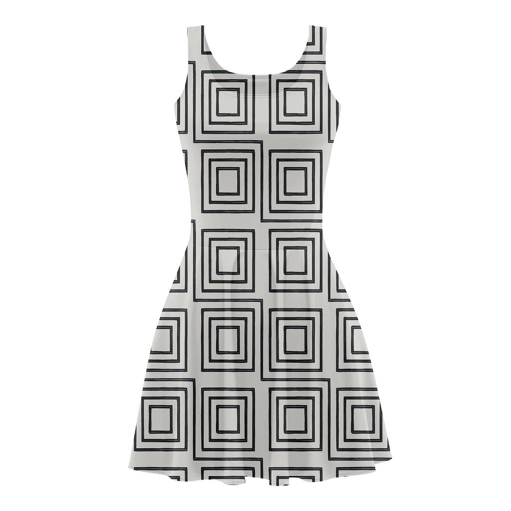 Concentric Square Steps personalized fit skater dresses