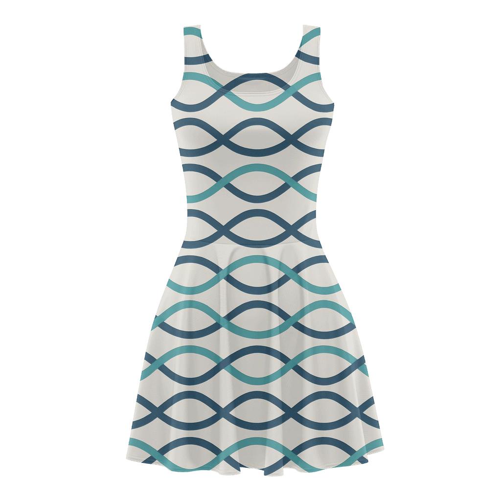 Cosmic Wave Stripe Weave comfortable stretch skater dresses