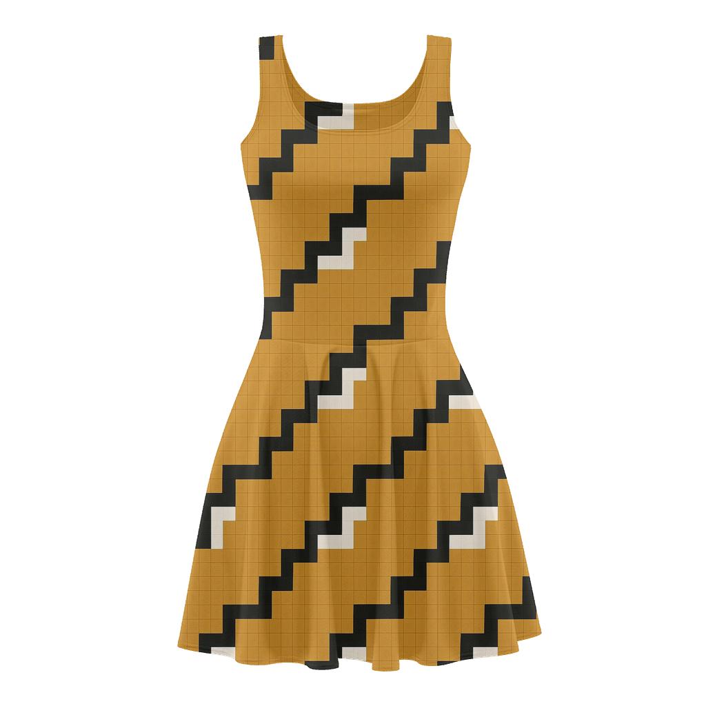Diagonal Step Cascade Tiles personalized fit skater dresses