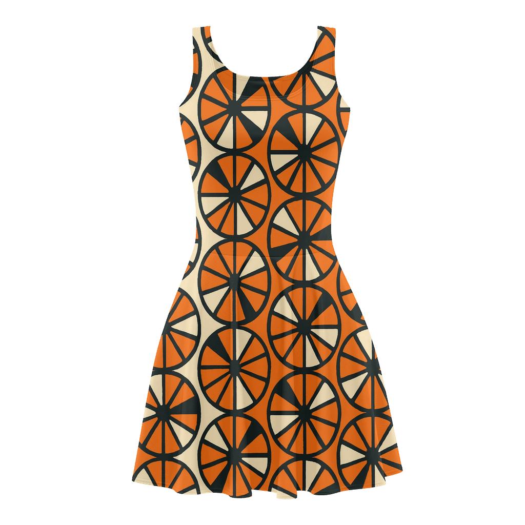 Radial Segment Relay Wheels floral print skater dresses