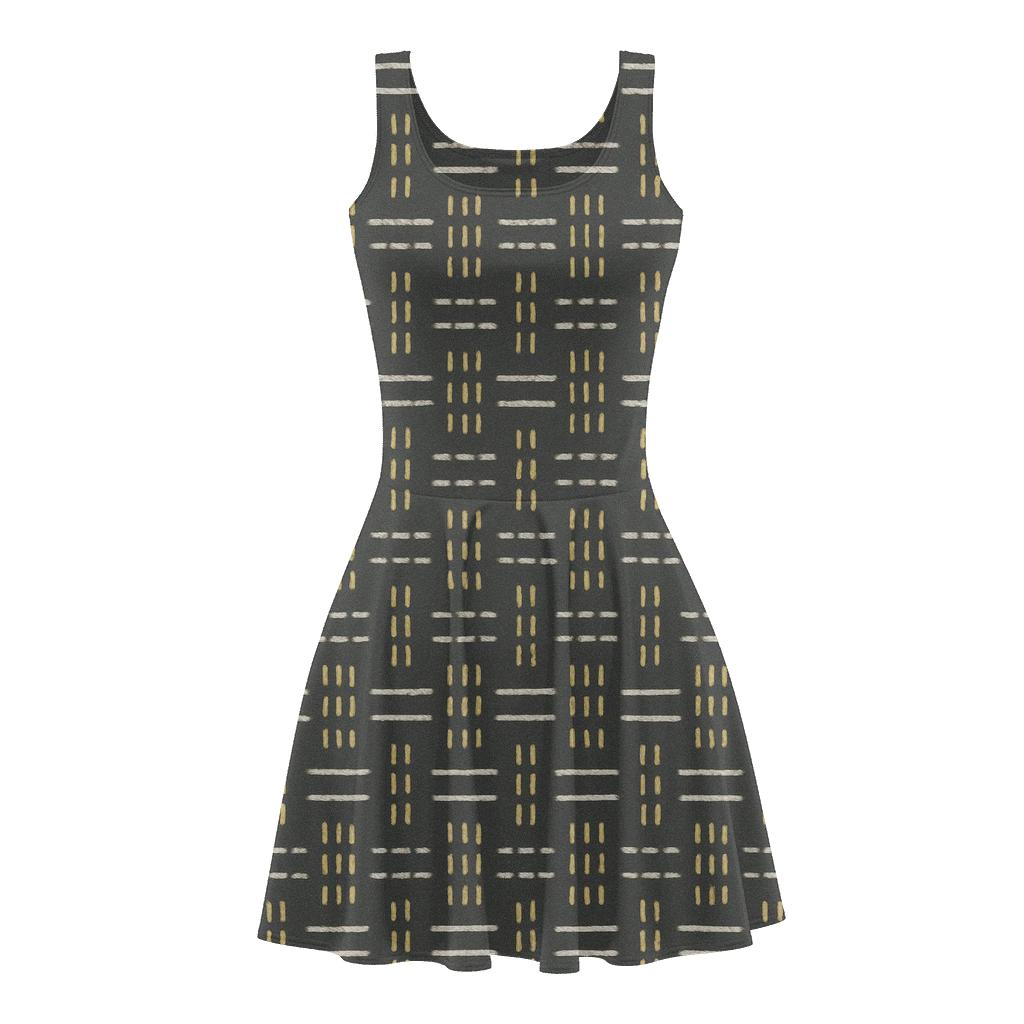 Parallel Crosshatch Study trendy mini skater dresses