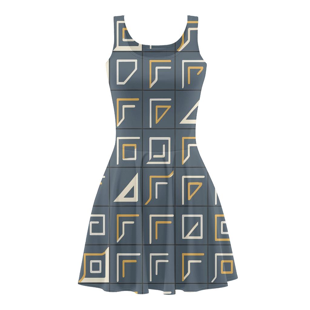 Iterative Edge Fold Grid unique custom skater dresses