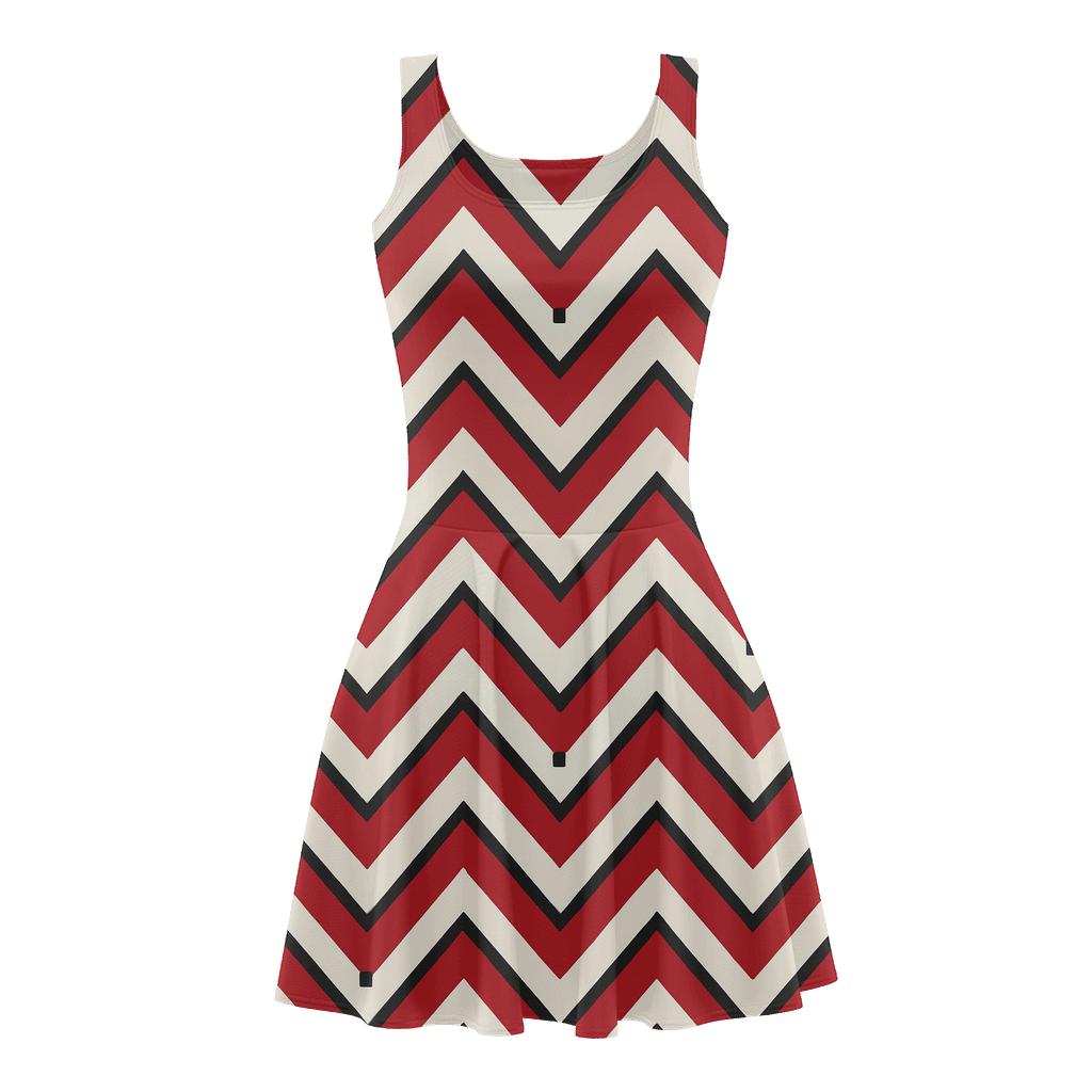Chevron Step Pulse Array trendy mini skater dresses