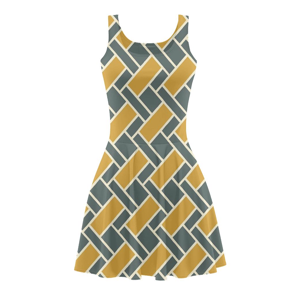 Diagonal Block Chain Link unique custom skater dresses
