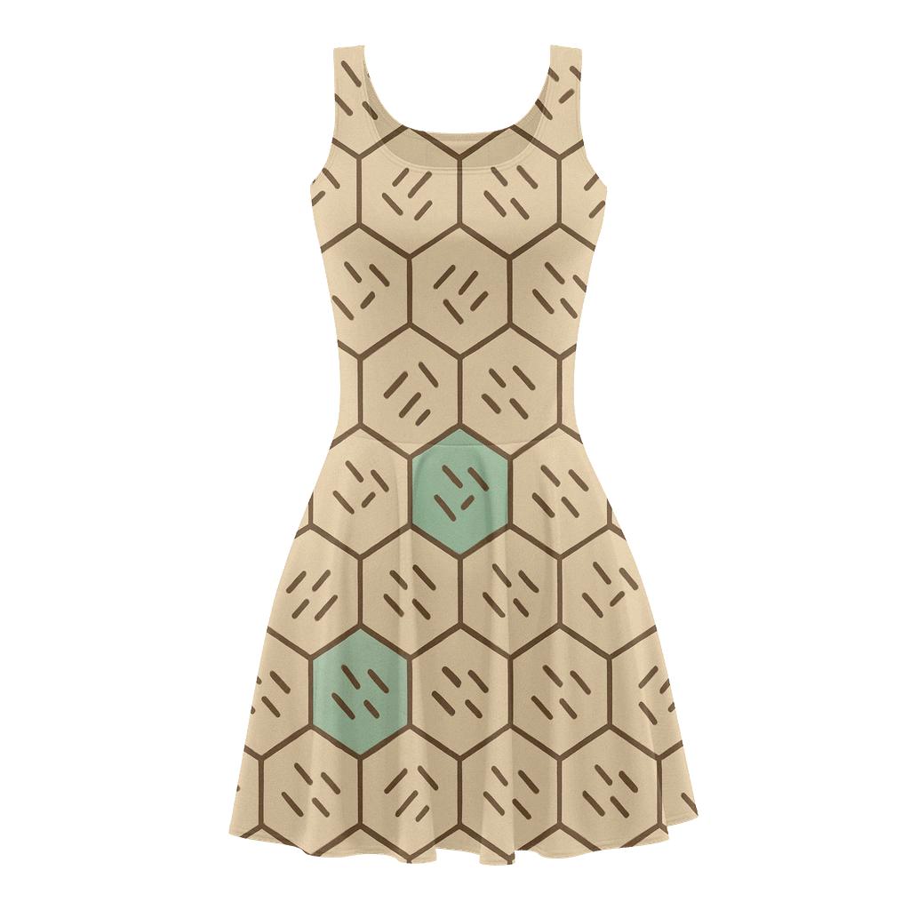Hex Tile Stitchwork skater dresses for occasions