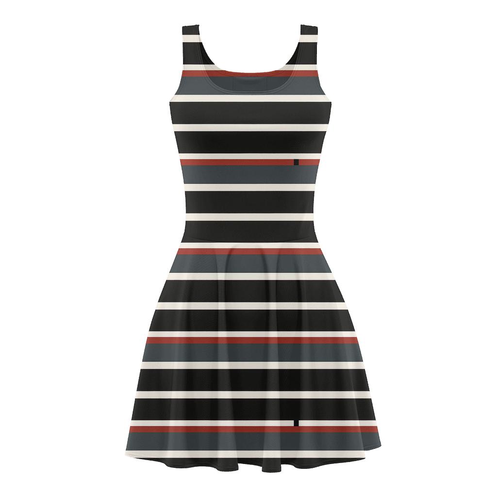 Split Stripe Frequency Bands comfortable stretch skater dresses