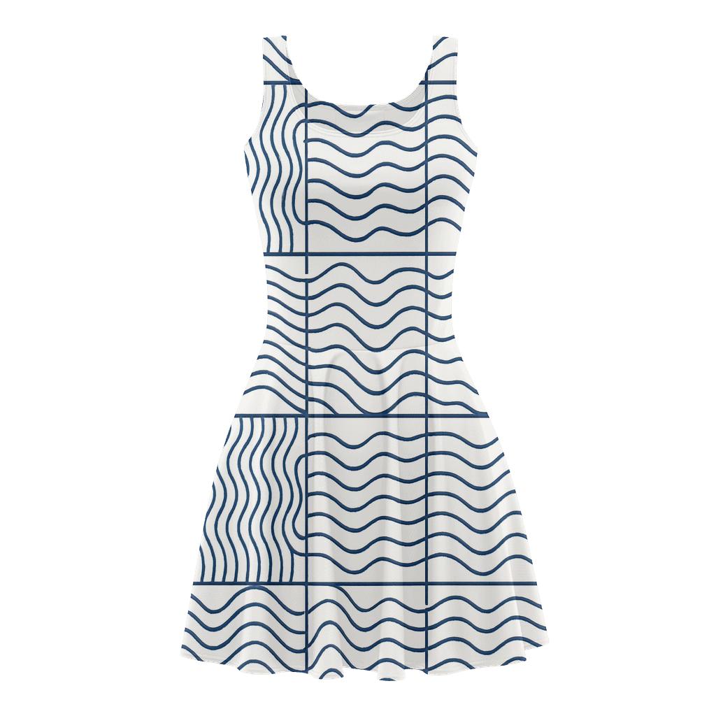 Wave Line Packet Weave trendy mini skater dresses