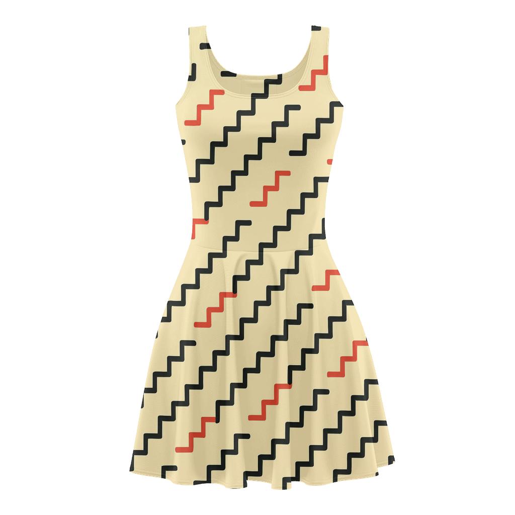 Step Ladder Diagonal Cascade floral print skater dresses