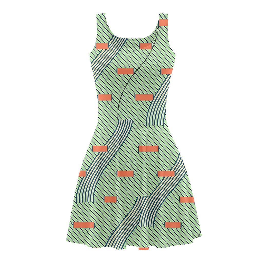 Moire Orbit Lattice stylish a-line skater dresses