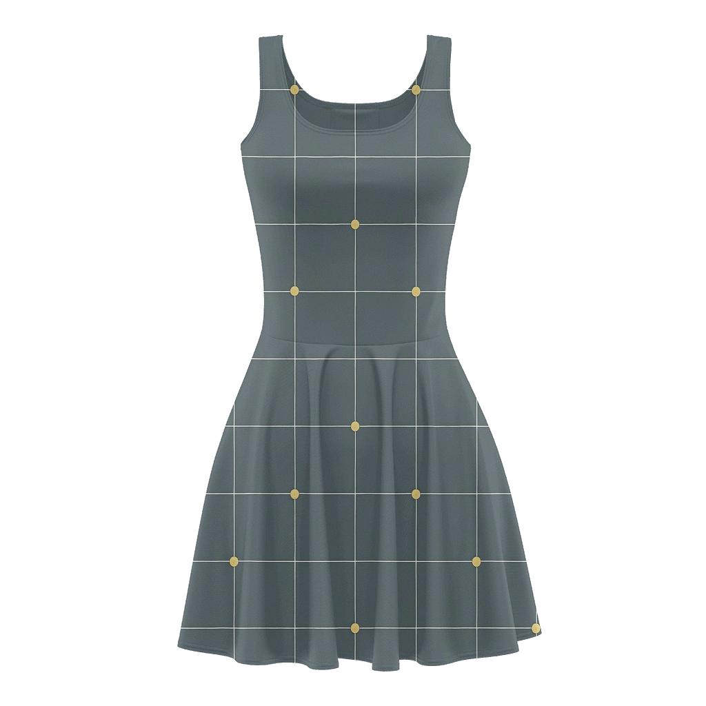 Pinned Grid Microshift trendy mini skater dresses