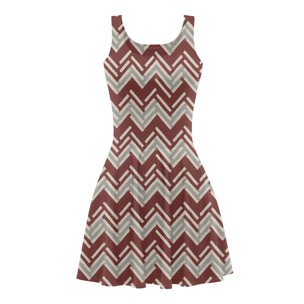 Herringbone Pulse Stripes comfortable stretch skater dresses