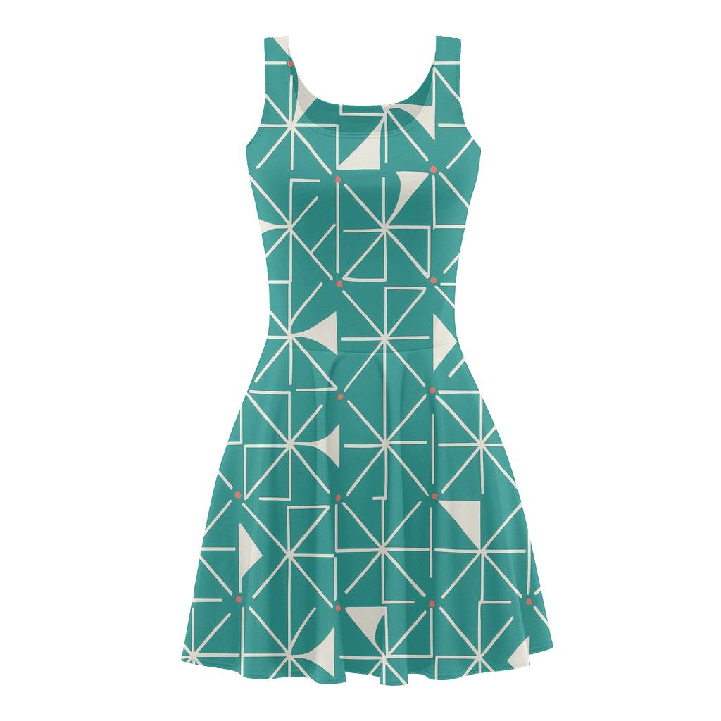 Pinwheel Lattice Flip comfortable stretch skater dresses