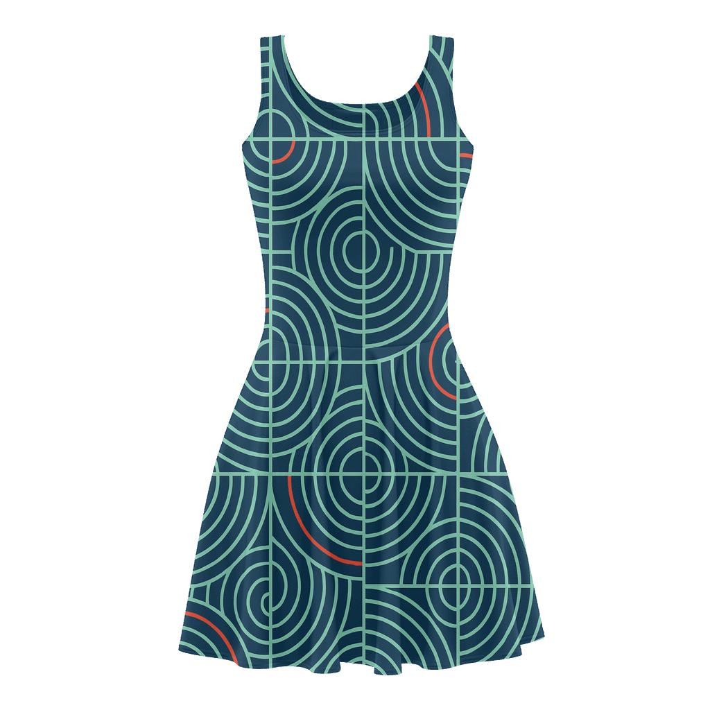 Concentric Ring Register Tiles comfortable stretch skater dresses