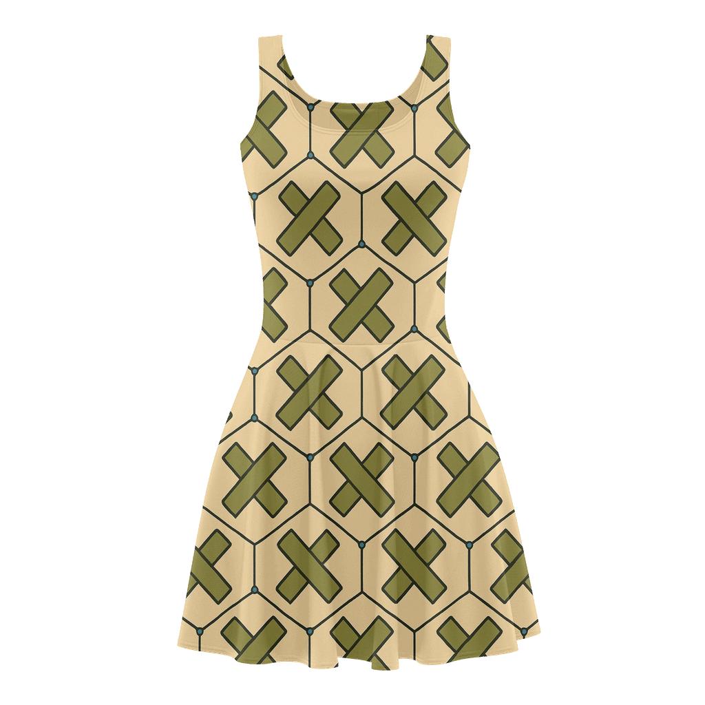 Hex Cell Stitch Weave trendy mini skater dresses