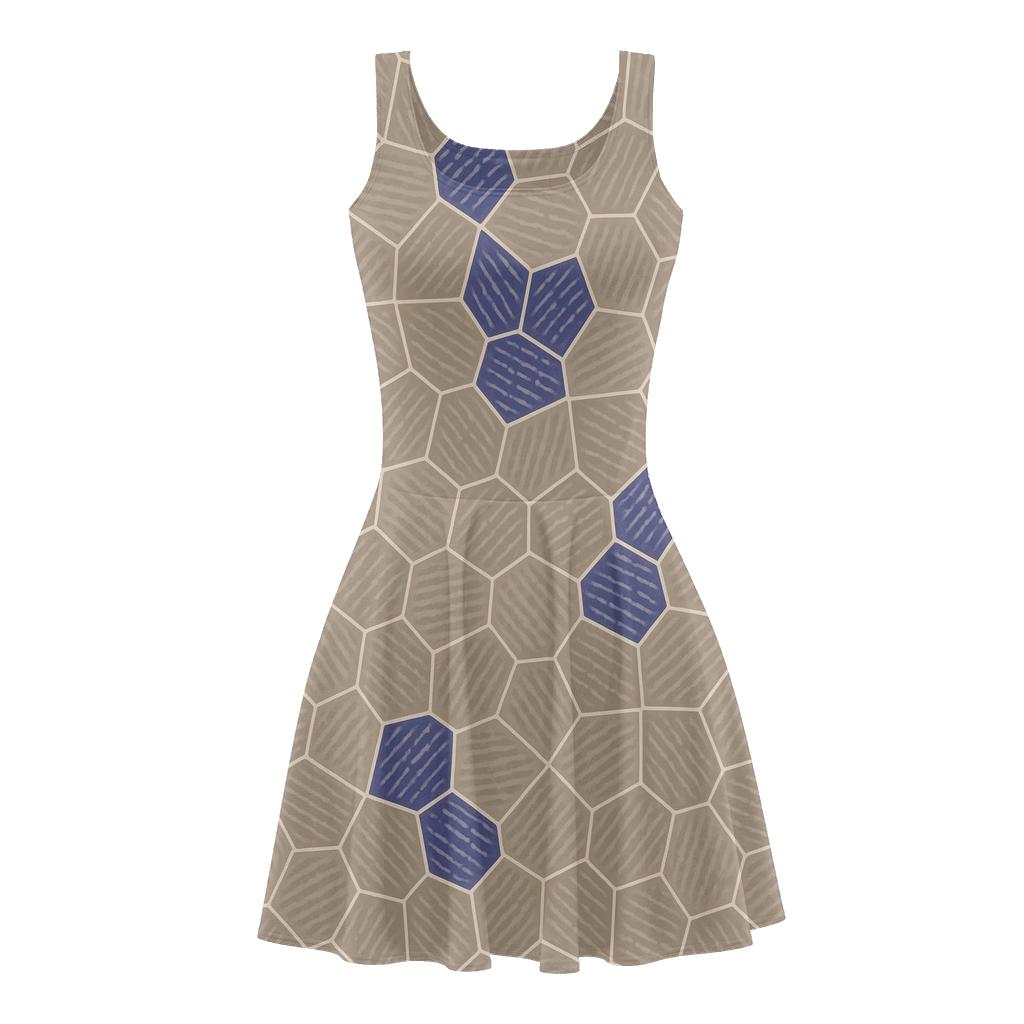 Cell Mesh Fragment Mosaic comfortable stretch skater dresses