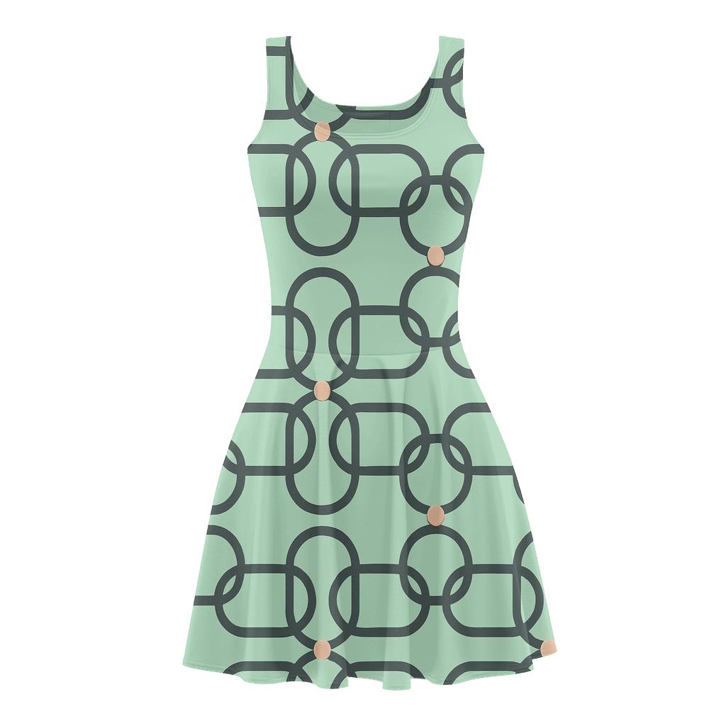 Cellular Loop Chain Mesh trendy mini skater dresses