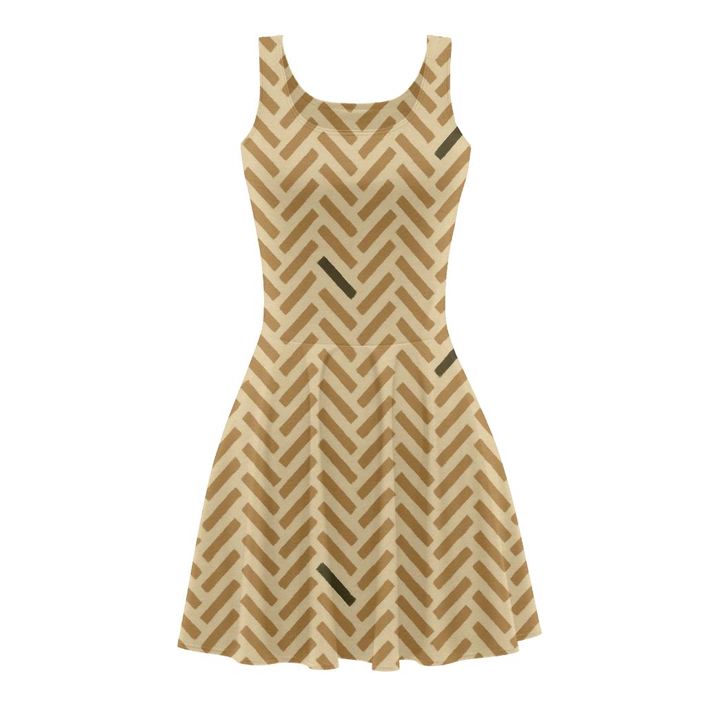 Herringbone Micro Bar Texture skater dresses for occasions