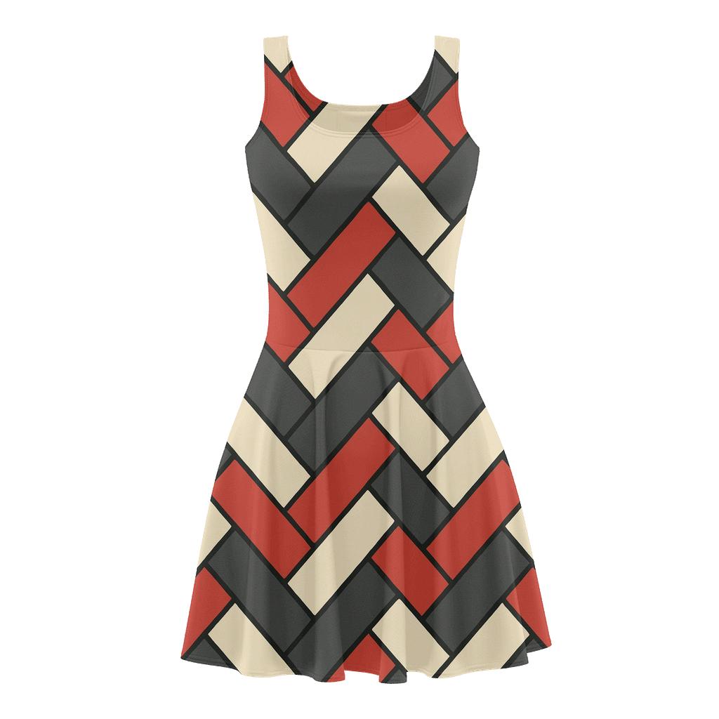 Ribbon Braid Zigzag Matrix personalized fit skater dresses