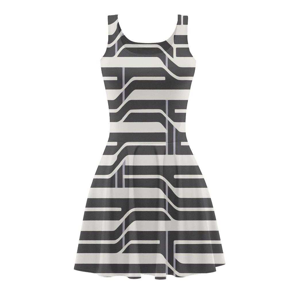 Split Stripe Register Drift designer pattern skater dresses