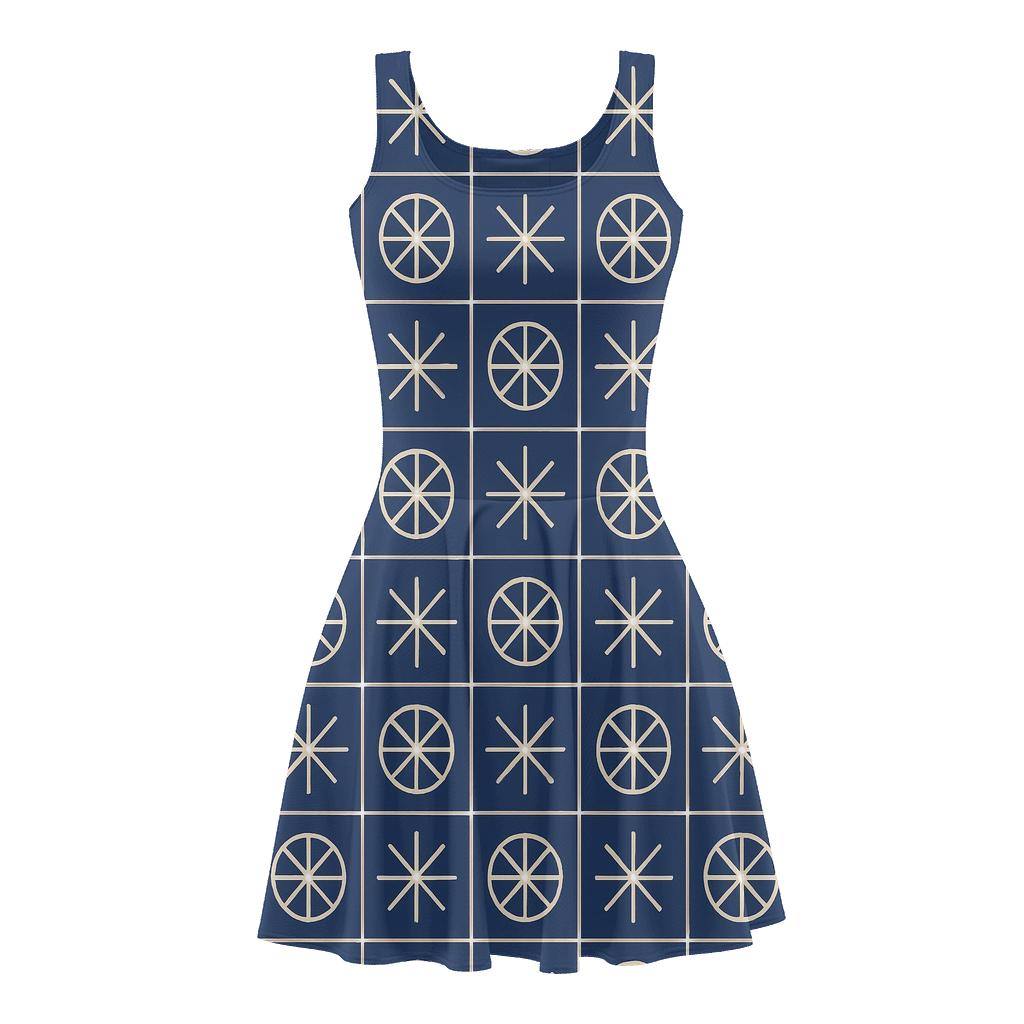 Radial Spoke Tile Loop designer pattern skater dresses