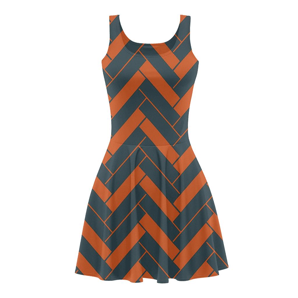 Diagonal Brick Herring Shift trendy mini skater dresses