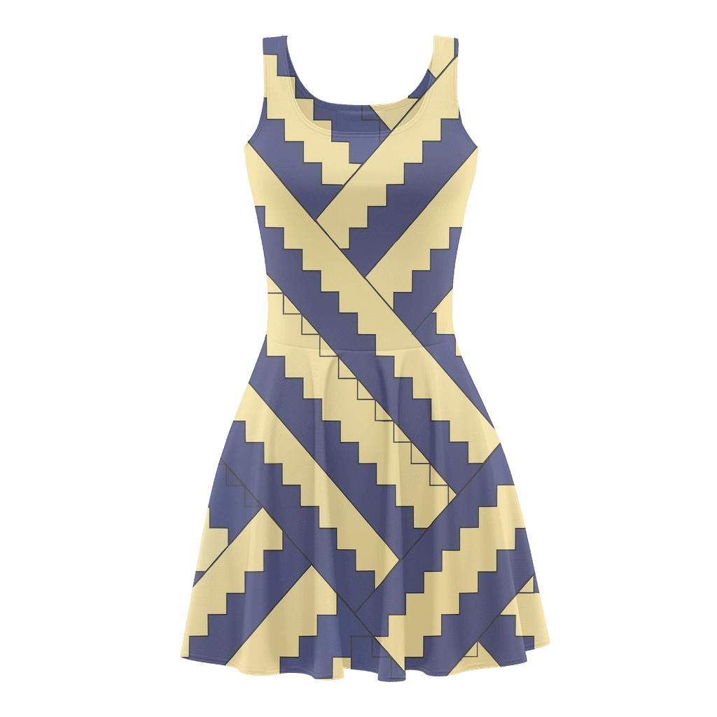 Diagonal Step Index skater dresses for occasions