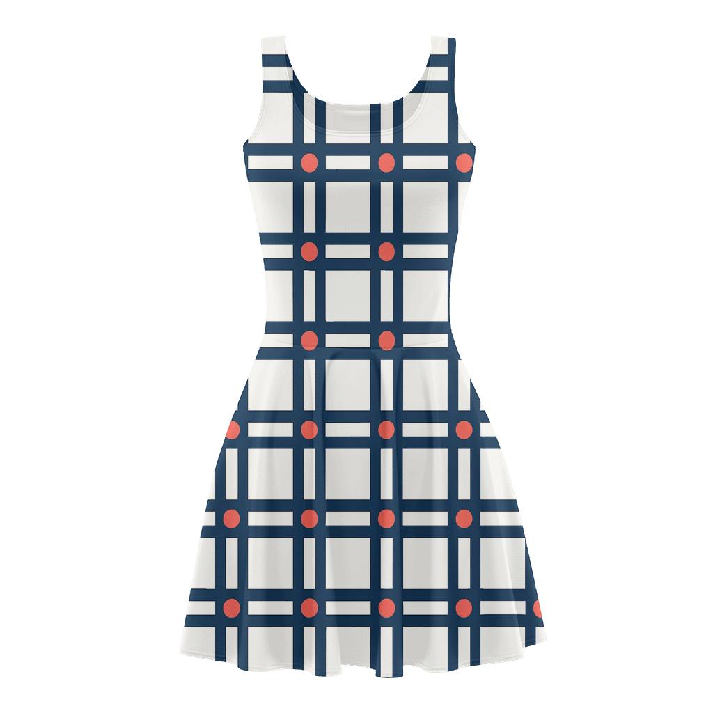 Interlaced Stripe Lattice trendy mini skater dresses