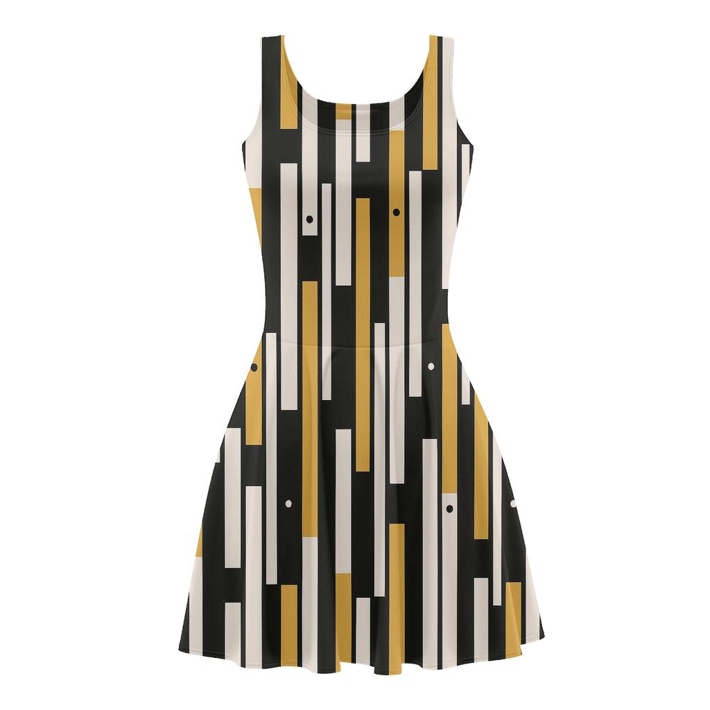 Staggered Barcode Bloom trendy mini skater dresses
