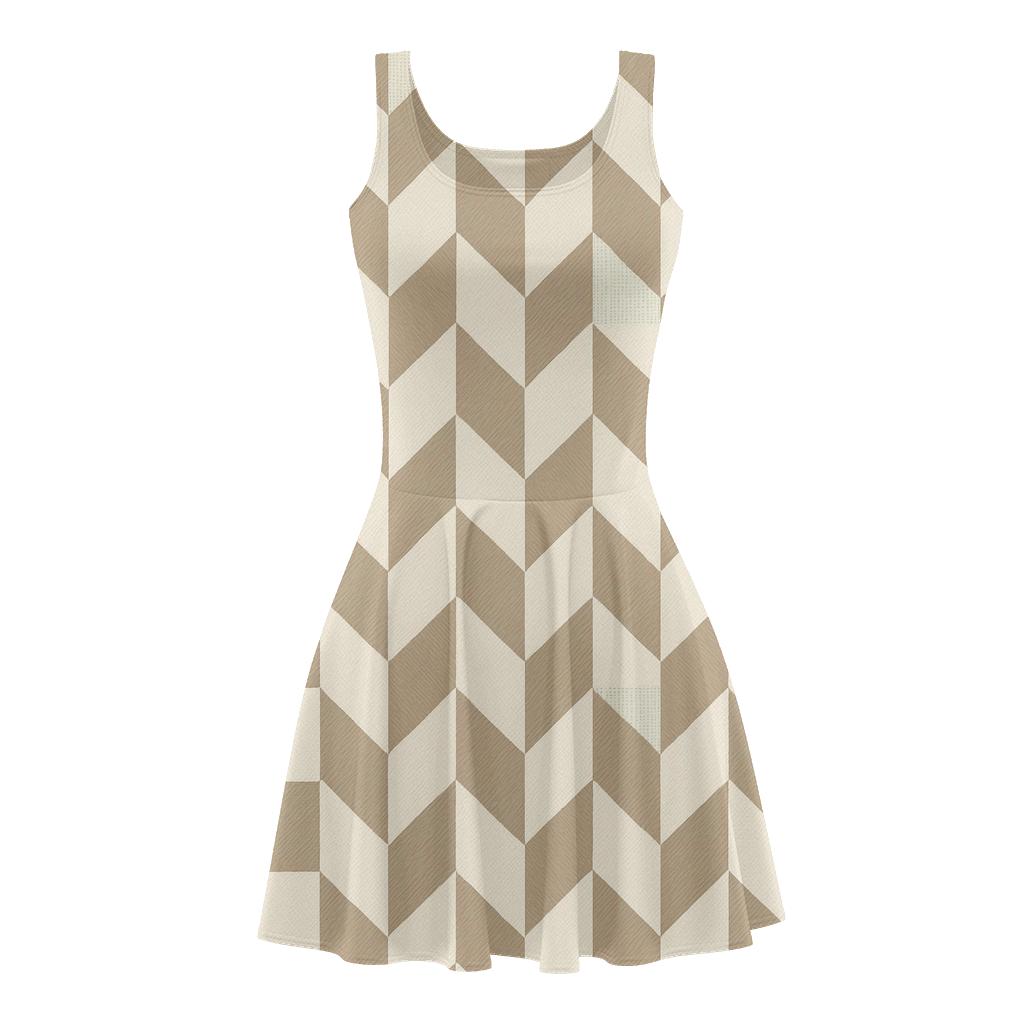 Herringbone Microcheck Shift comfortable stretch skater dresses