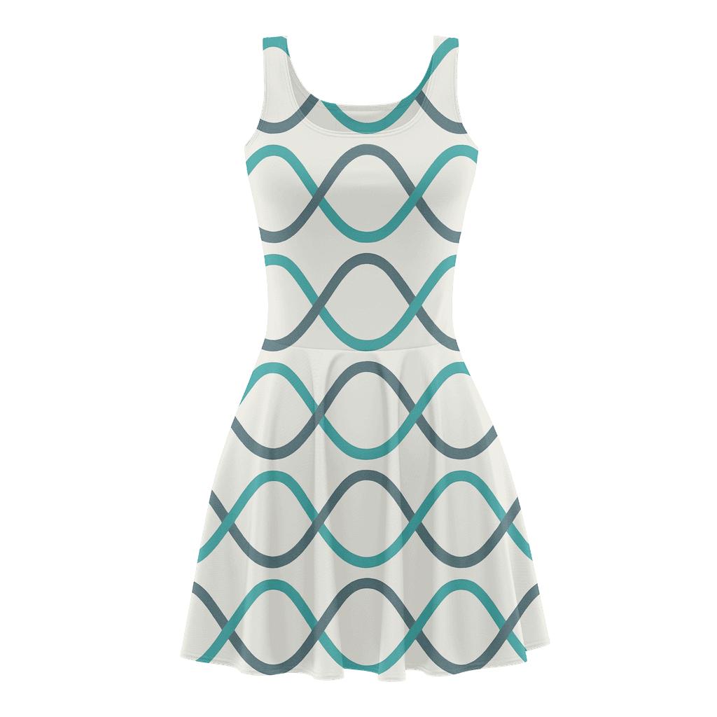 Wave Line Packet Weave trendy mini skater dresses