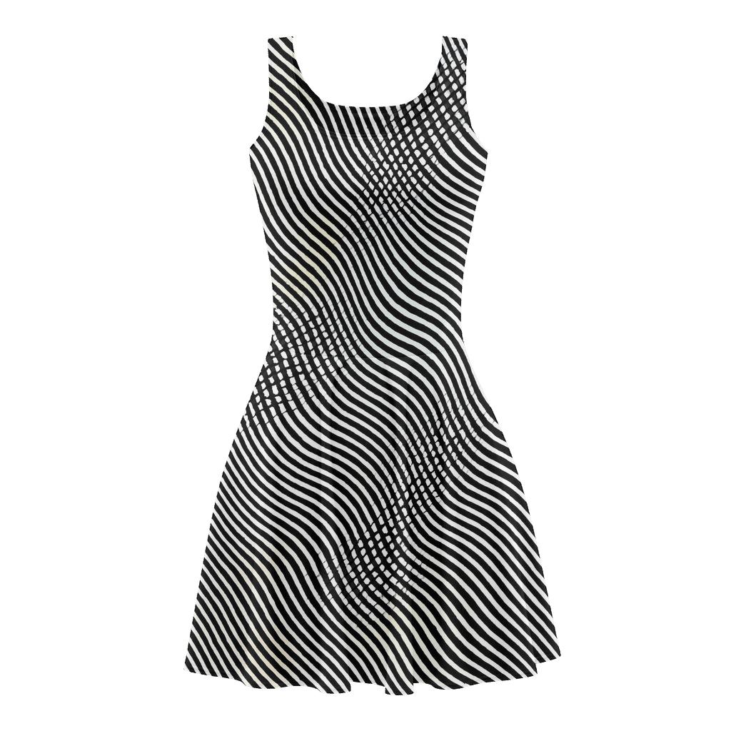 Moire Stripe Interference Sheet trendy mini skater dresses