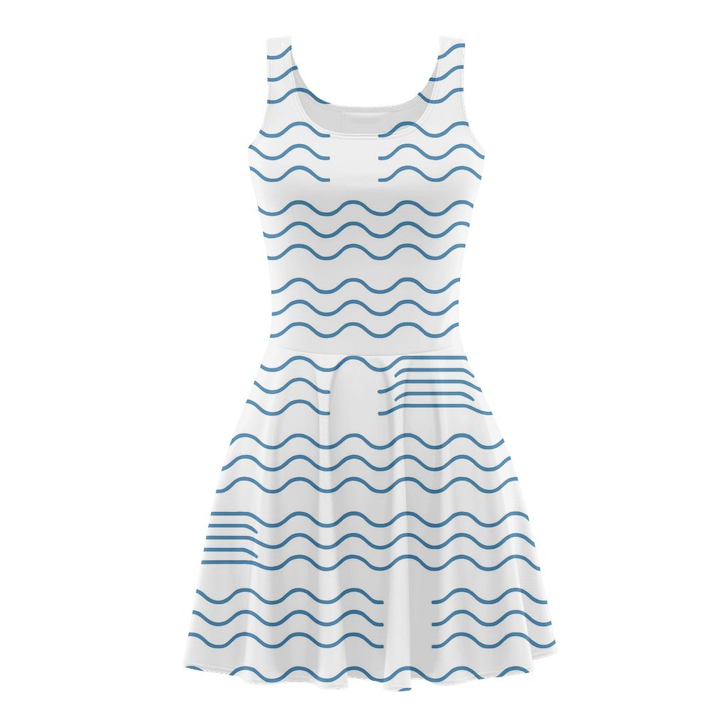 Wave Line Packet Ladder trendy mini skater dresses
